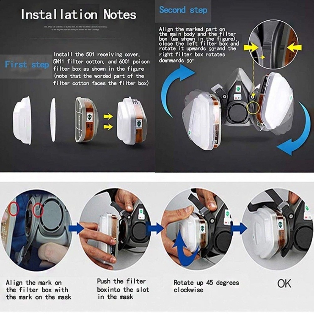 Yeniden kullanılabilir ‌ Yarım - Respirator Half Face incelemesi ve fiyatı